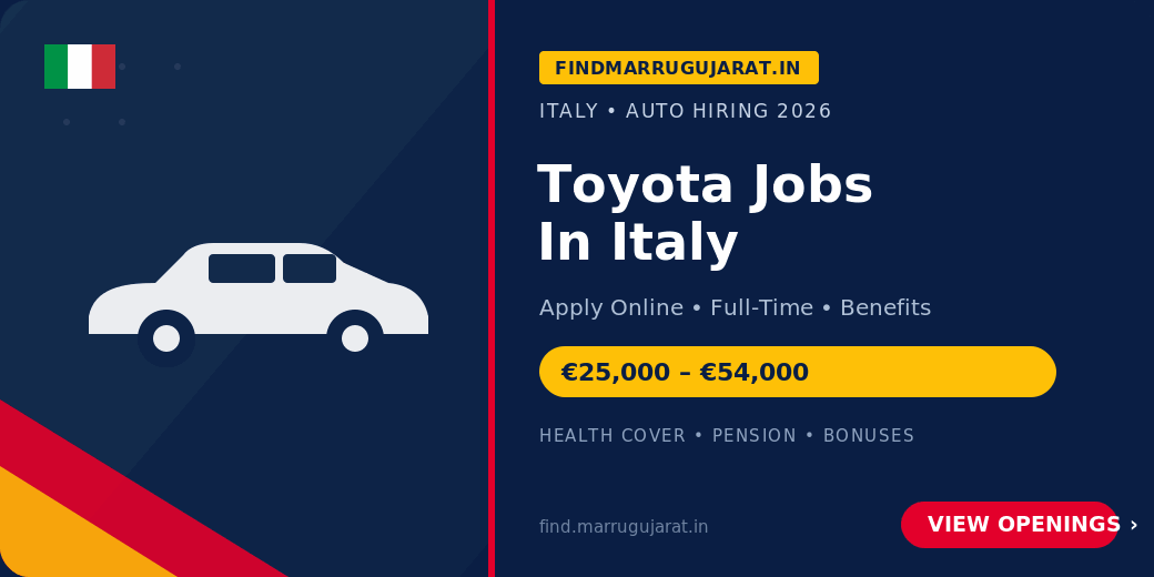 Toyota Jobs In Italy 2026 – Apply Online Now! 1 Apply Online
