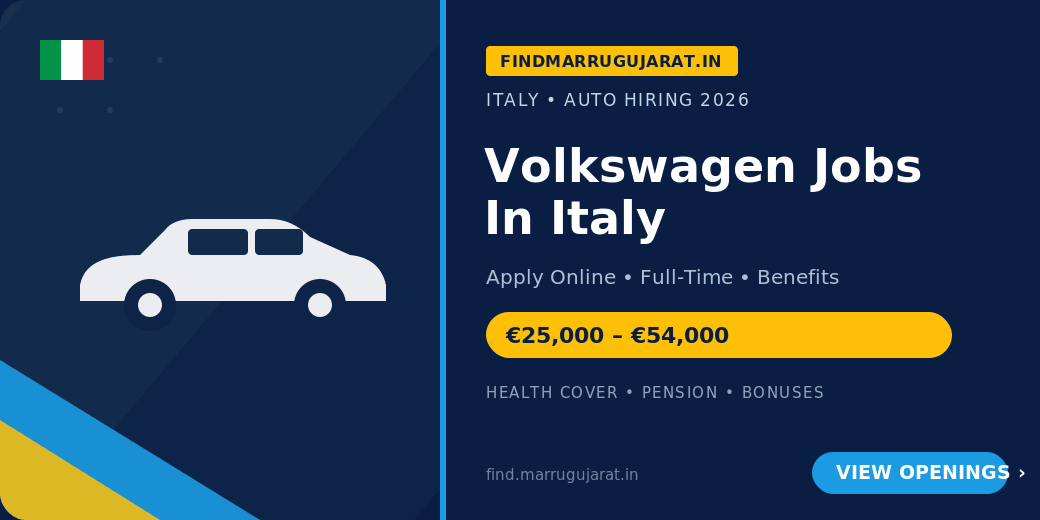 Volkswagen Jobs In Italy 2026 – Apply Online Now! 1 Apply Online